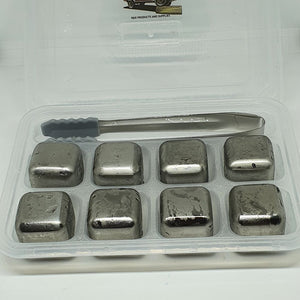 STAINLESS STEEL ICE CUBE KIT - Set of 8 Reusable Chilling Stones